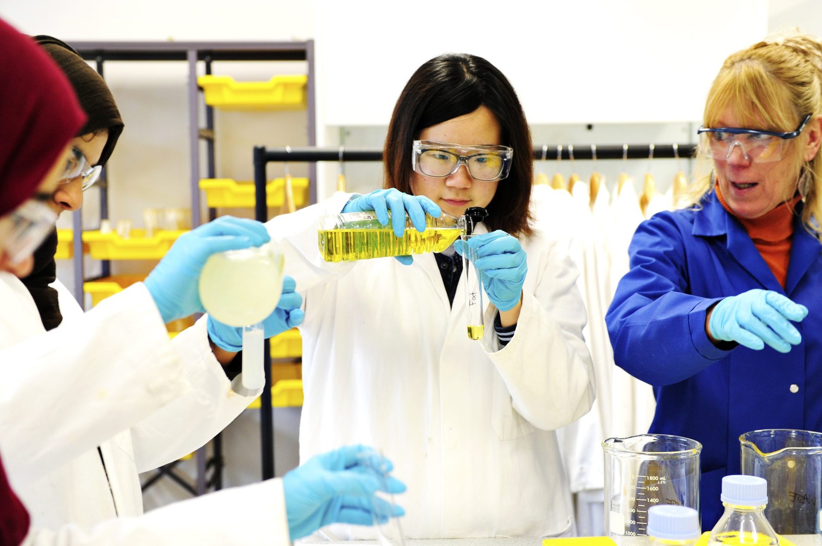 Biomedical science students at BCU practical lab